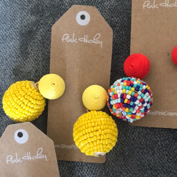 NWT Ball Drop Earrings- white, blue, multicolor - Picture 7 of 8